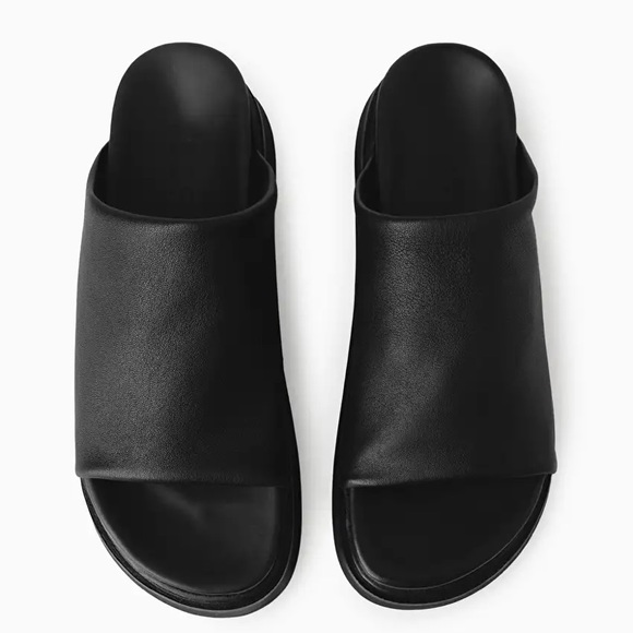 LEATHER PLATFORM SLIDES - Picture 9 of 12